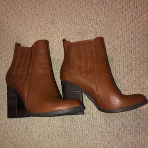 Faux brown leather booties